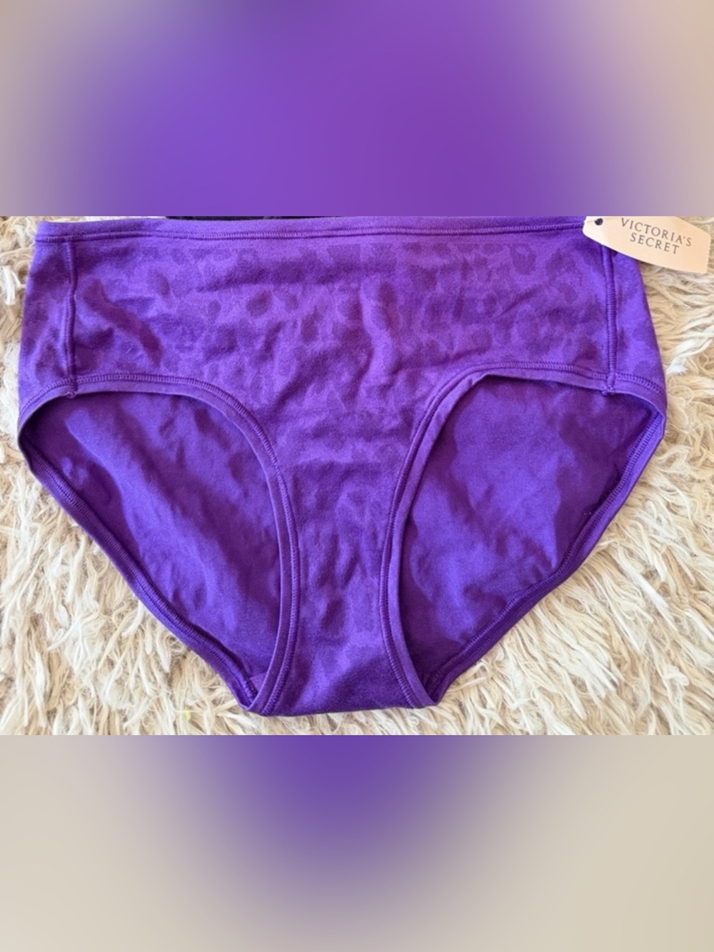 NWT Victoria’s Secret VTG Fabulous Silky Purple Leopard Hiphugger Panty Small